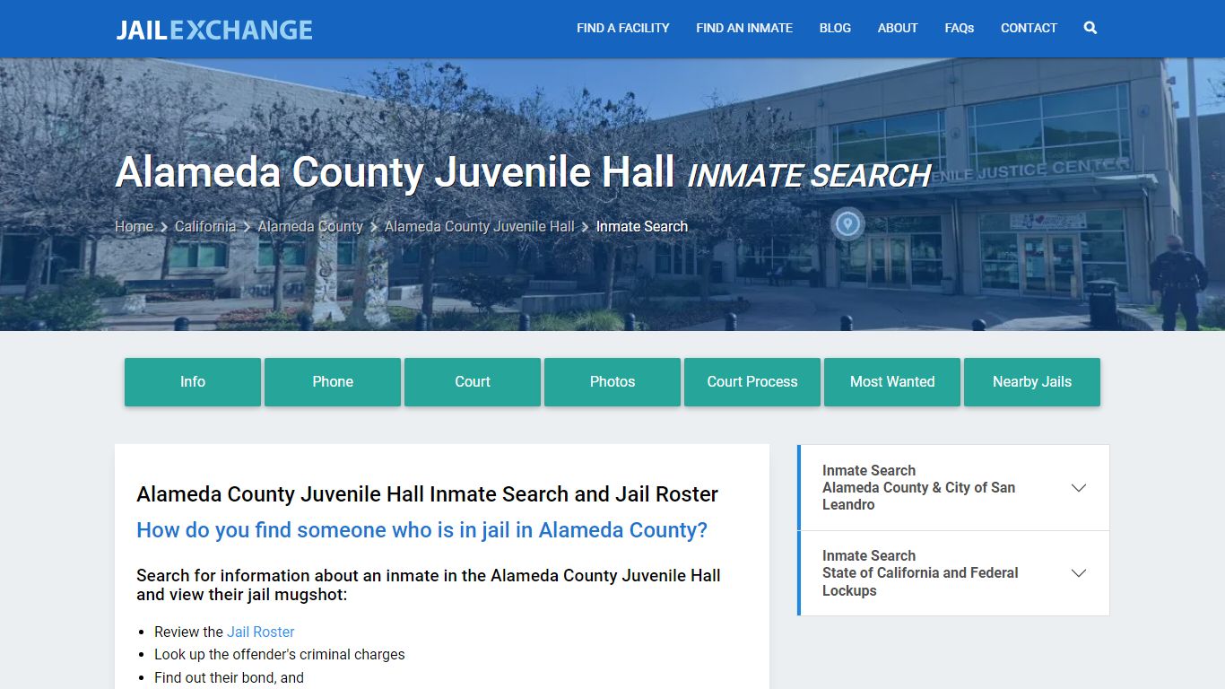 Alameda County Juvenile Hall Inmate Search - Jail Exchange