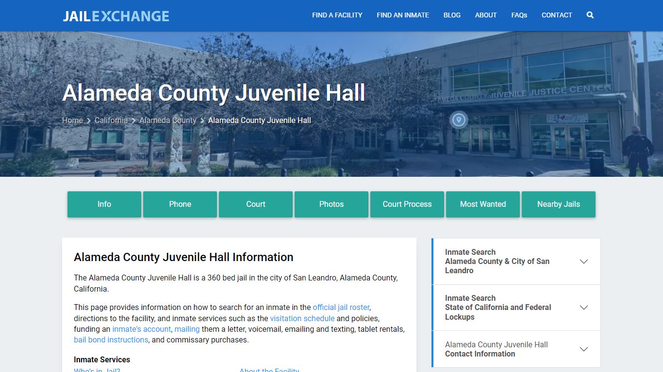 Alameda County Juvenile Hall, CA Inmate Search, Information - Jail Exchange